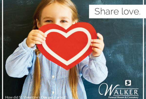 A person holds a red and white paper heart over their face against a dark blue background. Text reads: 